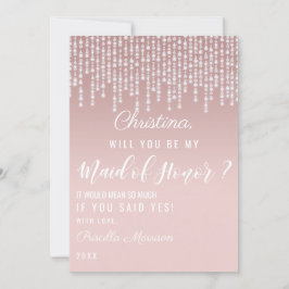 Blush Roze Hangende Diamant Lichtjes Bruidsmeisje Kaart