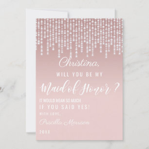 Blush Roze Hangende Diamant Lichtjes Bruidsmeisje Kaart