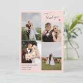 Blush Roze Hart Bruiloft Foto's Dank u Opmerking Bedankkaart (Staand voorkant)