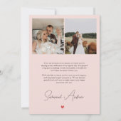 Blush Roze Hart Bruiloft Foto's Dank u Opmerking Bedankkaart (Achterkant)