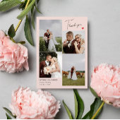 Blush Roze Hart Bruiloft Foto's Dank u Opmerking Bedankkaart
