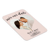 Blush Roze Hart Foto Bruiloft Save the Date Magneet (Rechterzijde)