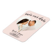 Blush Roze Hart Foto Bruiloft Save the Date Magneet (Linkerzijde)
