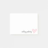 Blush roze hart met handgeschreven handtekening post-it® notes (Voorkant)