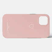 Blush Roze Hart Monogram Hoesje Case-Mate iPhone H (Achterkant (horizontaal))
