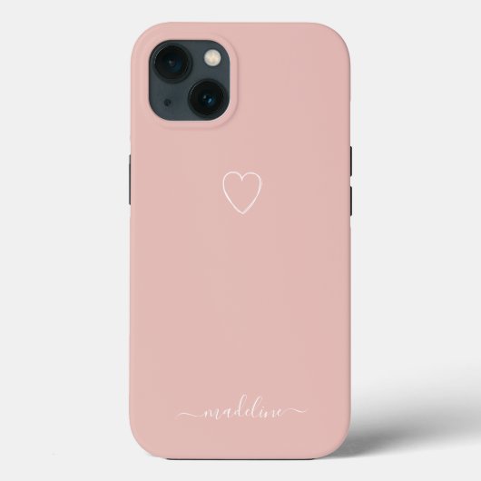 Blush Roze Hart Monogram Hoesje Case-Mate iPhone H (Achterkant)