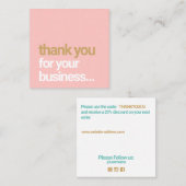 Blush roze Hartelijk dank voor de waardebepaling v Vierkante Visitekaartje (Voorkant / Achterkant)