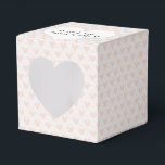 Blush roze harten bedankdoosjes<br><div class="desc">Wit hart met pasgeborenen namen op een wazig roze hartritme.</div>