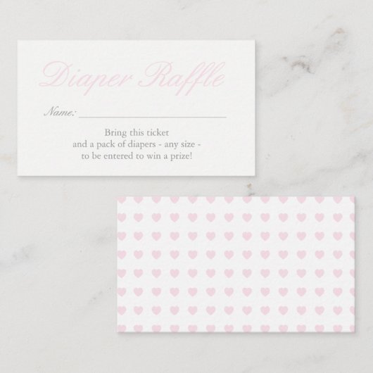 Blush roze harten diapere Kaart Raffle (Voorkant / Achterkant)