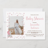 Blush Roze harten Elephant Baby shower Foto Kaart (Voorkant)