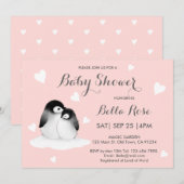 Blush roze hartritme Penguin Baby doucheruimte (Voorkant / Achterkant)
