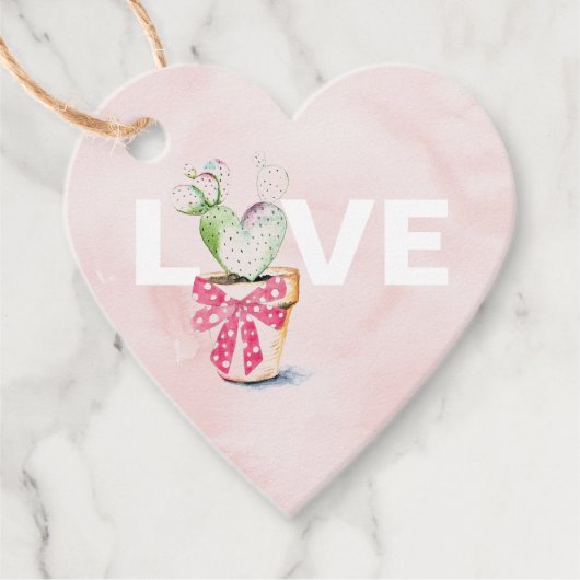Blush roze hartslag Cactus Love Kinder Classroom L Bedankjes Labels (Voorkant)
