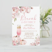 Blush Roze Herfst Brunch & Bubbly Vrijgezellenfees Kaart (Staand voorkant)