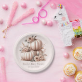 Blush Roze herfst pompoen Baby shower Borden Papieren Bordje (Feest)