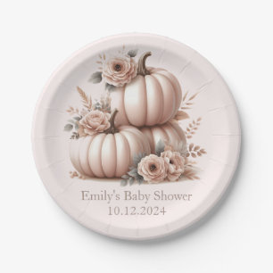 Blush Roze herfst pompoen Baby shower Borden Papieren Bordje