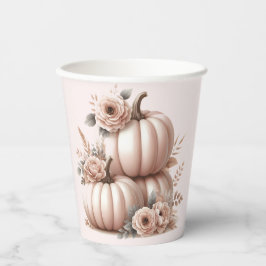 Blush Roze Herfst Pompoen Baby shower cups Papieren Bekers