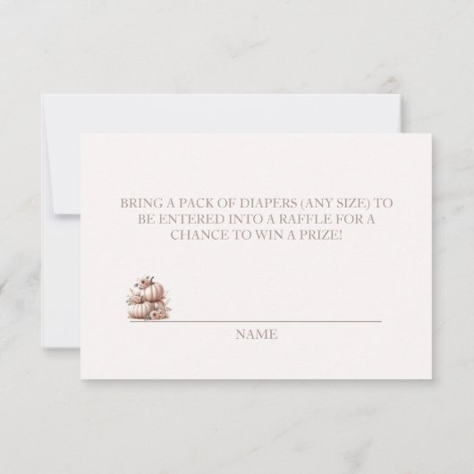 Blush Roze Herfst Pompoen Luier Raffle Bedankkaart (Achterkant)