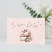 Blush Roze Herfst Pompoen Luier Raffle Bedankkaart (Staand voorkant)