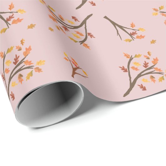 Blush roze herfsttak laat Herfst Cadeaupapier (Rol Hoek)