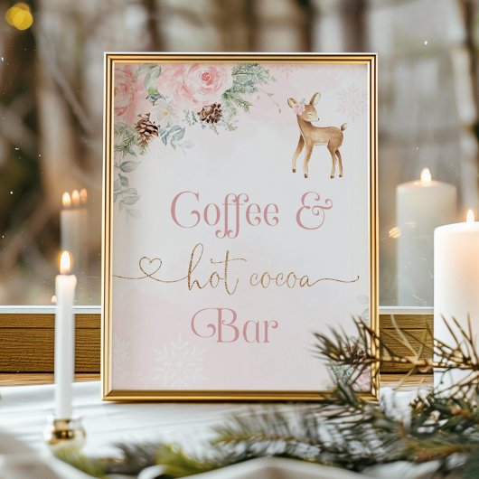 Blush roze hert verjaardag Koffie en cacao bar Poster