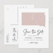 Blush Roze het Manuscript van de Kaart Zuid Dakota (Voorkant / Achterkant)