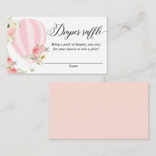 Blush roze heteluchtballon luier loterij kaarten (Voorkant / Achterkant)