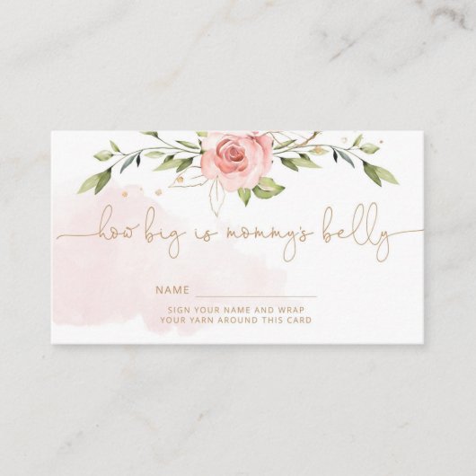 Blush roze hoe groot is de buikomheining van mama. informatiekaartje (Voorkant)