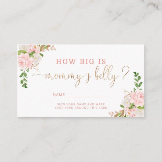 Blush roze hoe groot is de buikomheining van mama. informatiekaartje (Voorkant)