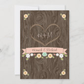 Blush roze Hoefijzer Heart Western bruiloft Kaart (Achterkant)