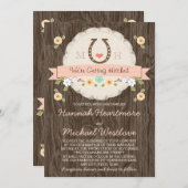 Blush roze Hoefijzer Heart Western bruiloft Kaart (Voorkant / Achterkant)