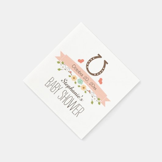 Blush Roze Hoefijzer Western Baby Meisje Douche Servetten (Hoek)