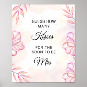 Blush Roze Hoeveel Kisses Vrijgezellenfeest spel Poster (Voorkant)