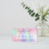 Blush roze holografie glitter qr code foto klantenkaartje (Staand voorkant)