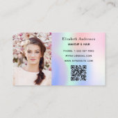 Blush roze holografie glitter qr code foto klantenkaartje (Achterkant)