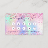 Blush roze holografie glitter qr code foto klantenkaartje (Voorkant)