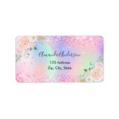 Blush roze holografisch retouradres etiket (Voorkant)