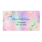 Blush roze holografisch retouradres etiket (Voorkant)