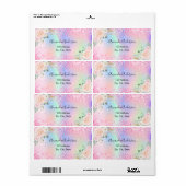 Blush roze holografisch retouradres etiket (Full Sheet)