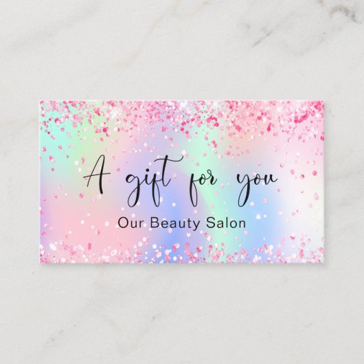 Blush roze holografische QR-code gift certificaat (Voorkant)
