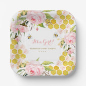 Blush Roze honingbijen Baby shower Bord (Voorkant)