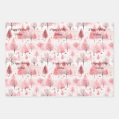 Blush Roze Huis Kerstboom Poinsettia Custom Inpakpapier Vel (Voorkant 3)