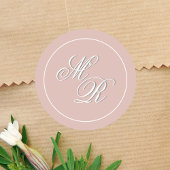 Blush Roze Huwelijk Monogram Custom Ronde Sticker