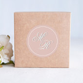 Blush Roze Huwelijk Monogram Custom Ronde Sticker