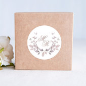 Blush Roze Huwelijk Monogram Custom Ronde Sticker