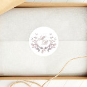 Blush Roze Huwelijk Monogram Custom Ronde Sticker