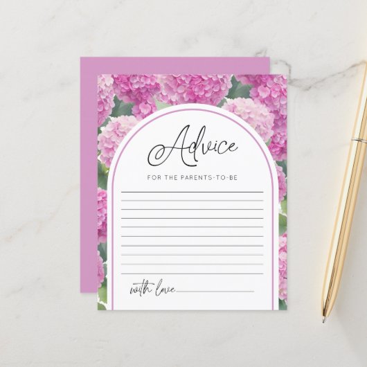 Blush Roze Hydrangea Advies Ouders Baby shower (Voorkant / Achterkant in situ)