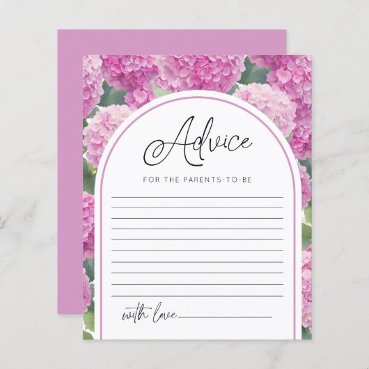 Blush Roze Hydrangea Advies Ouders Baby shower (Voorkant / Achterkant)