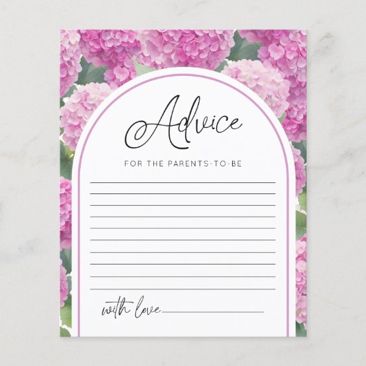 Blush Roze Hydrangea Advies Ouders Baby shower (Voorkant)