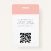 Blush roze id | Modern stijlvolle foto-naam Logo Q Badge (Achterkant)
