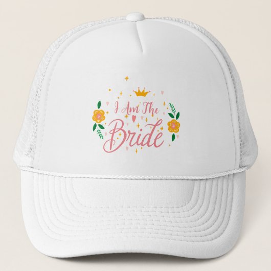 Blush roze Ik ben de Bride Bachelorette Group Part Trucker Pet (Voorkant)